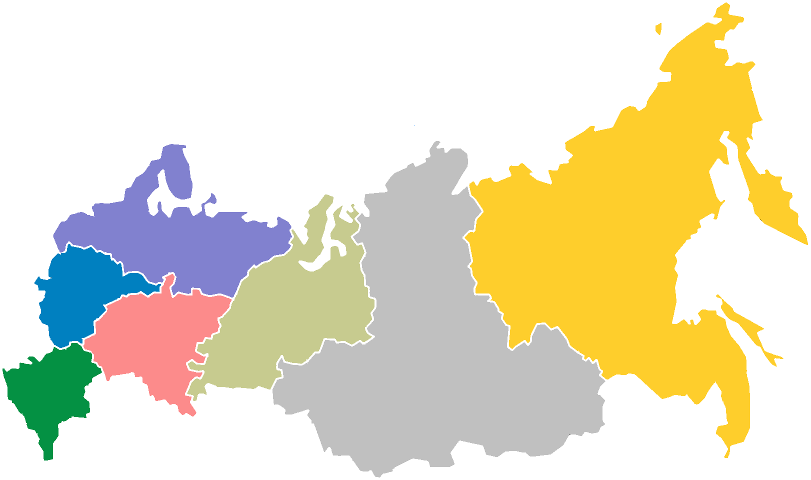 Карта россии по федеральным округам